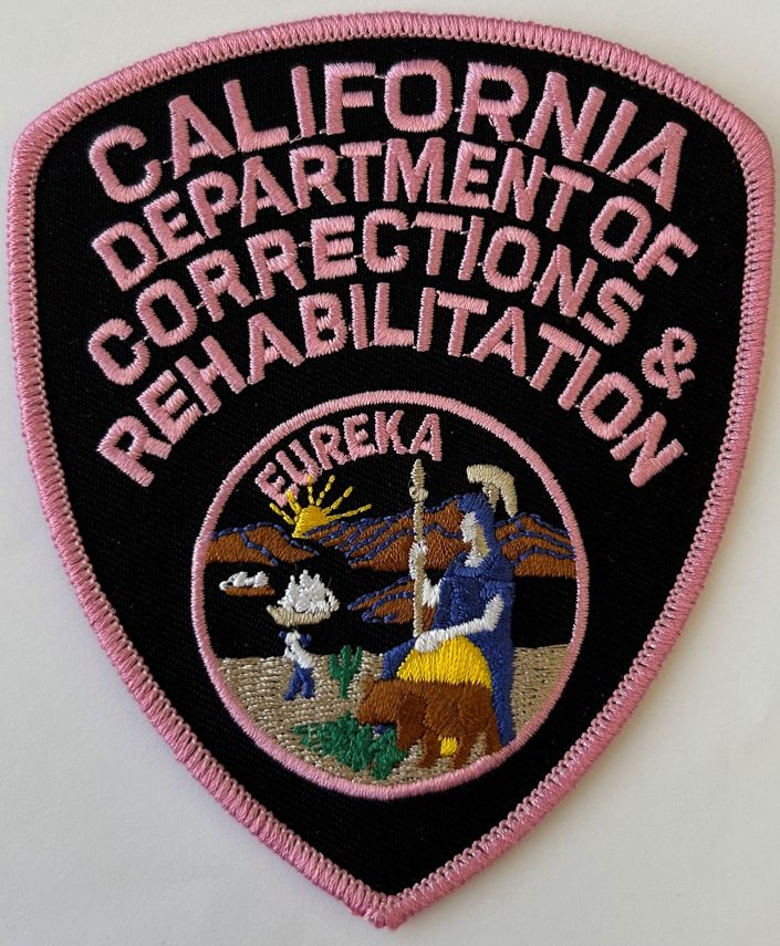 CALIFORNIA DEPARTMENT OF CORRECTIONS & REHABILITATION, CDCR PINK OFFICER SHOULDER PATCH - MEN'S SEW ON.